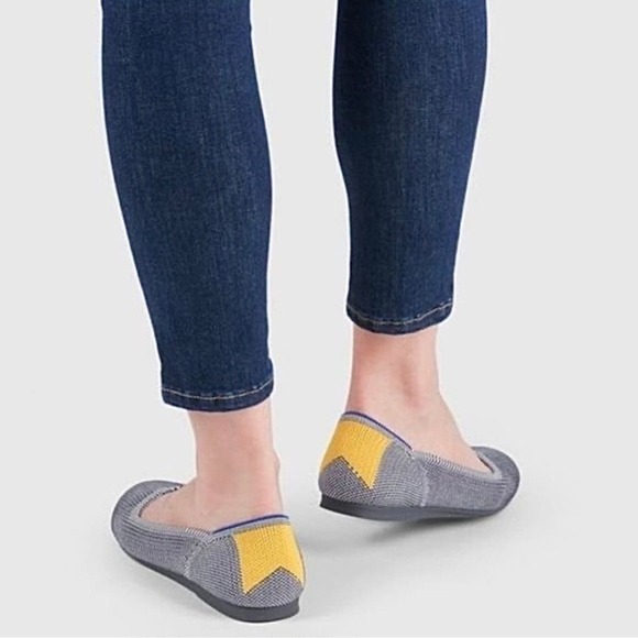 Rothy's The Flat in Retired Shale Ribbon‎ Yellow Stripe Size 8.5 - Picture 1 of 6